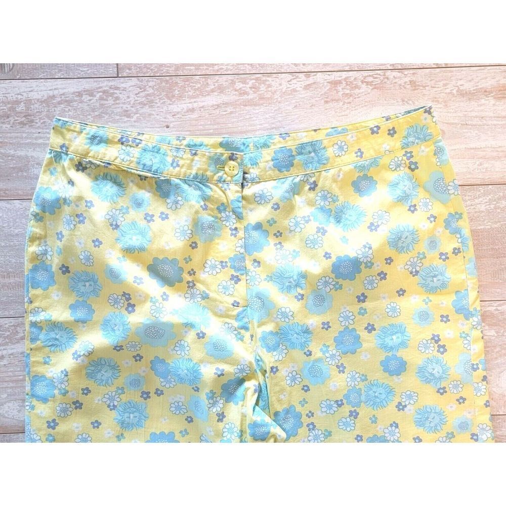 Lilly Pulitzer Size 10 Capri Pants Crop Lions and Cornflowers Floral Yellow Blue - Picture 4 of 6